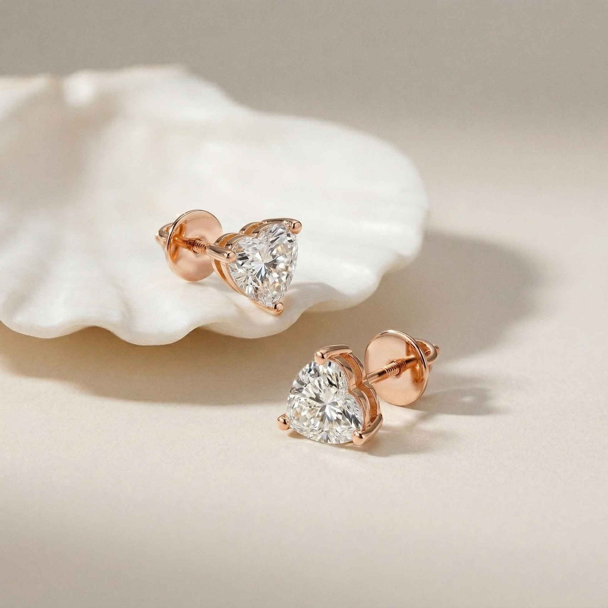 1.5Ct Moissanite Classic Heart Cut Solitaire Stud Earrings