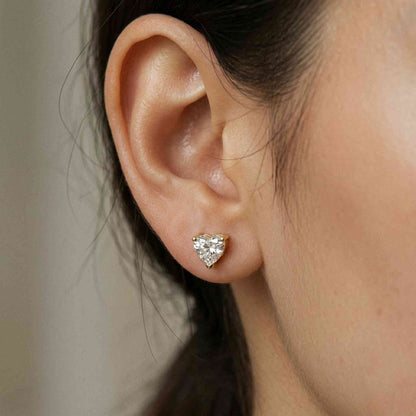 1.5Ct Moissanite Classic Heart Cut Solitaire Stud Earrings