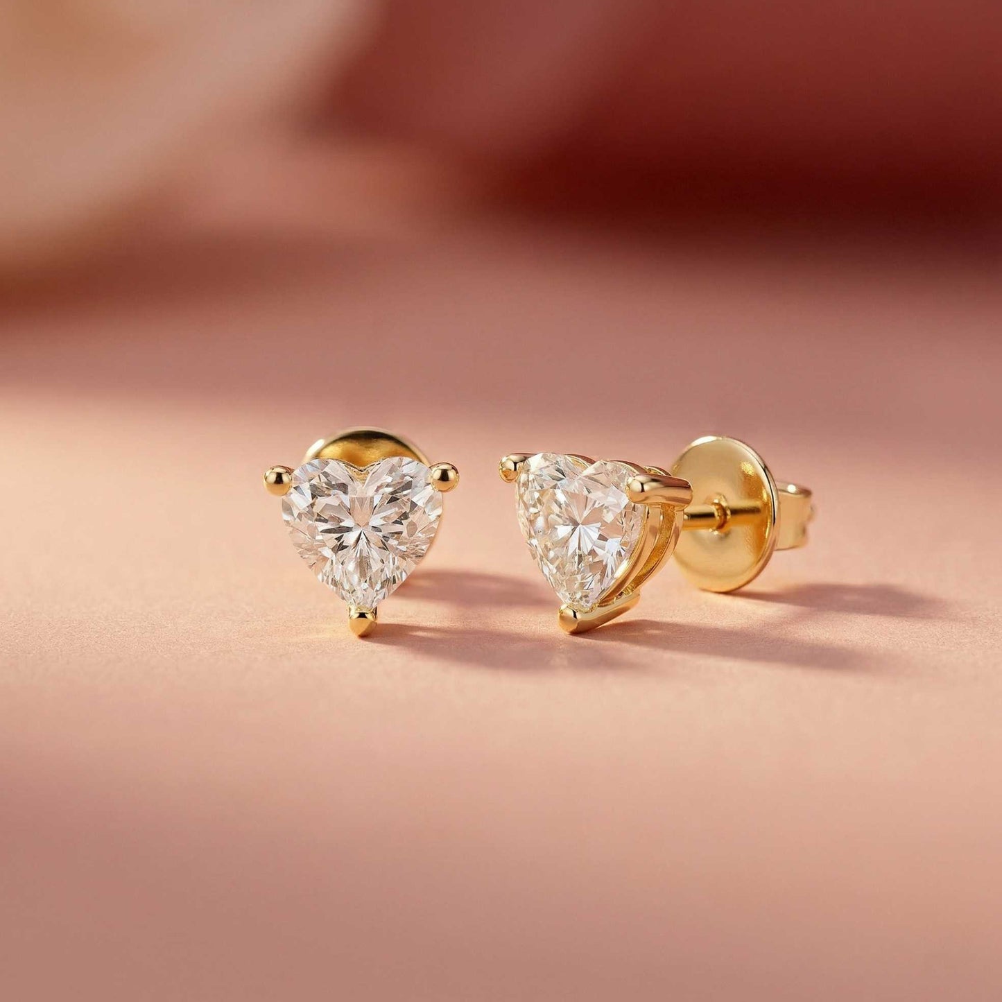 1.5Ct Moissanite Classic Heart Cut Solitaire Stud Earrings