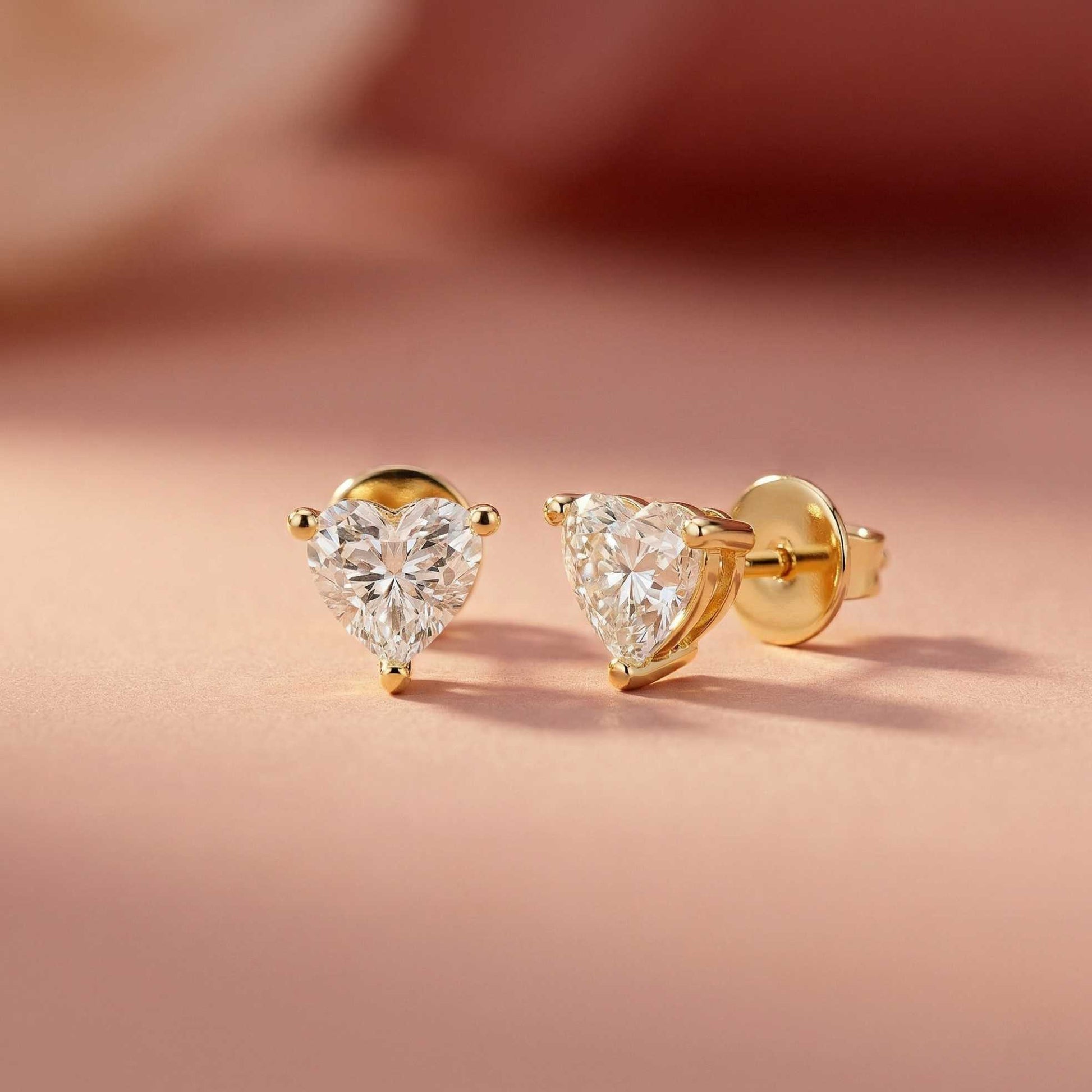 1.5Ct Moissanite Classic Heart Cut Solitaire Stud Earrings
