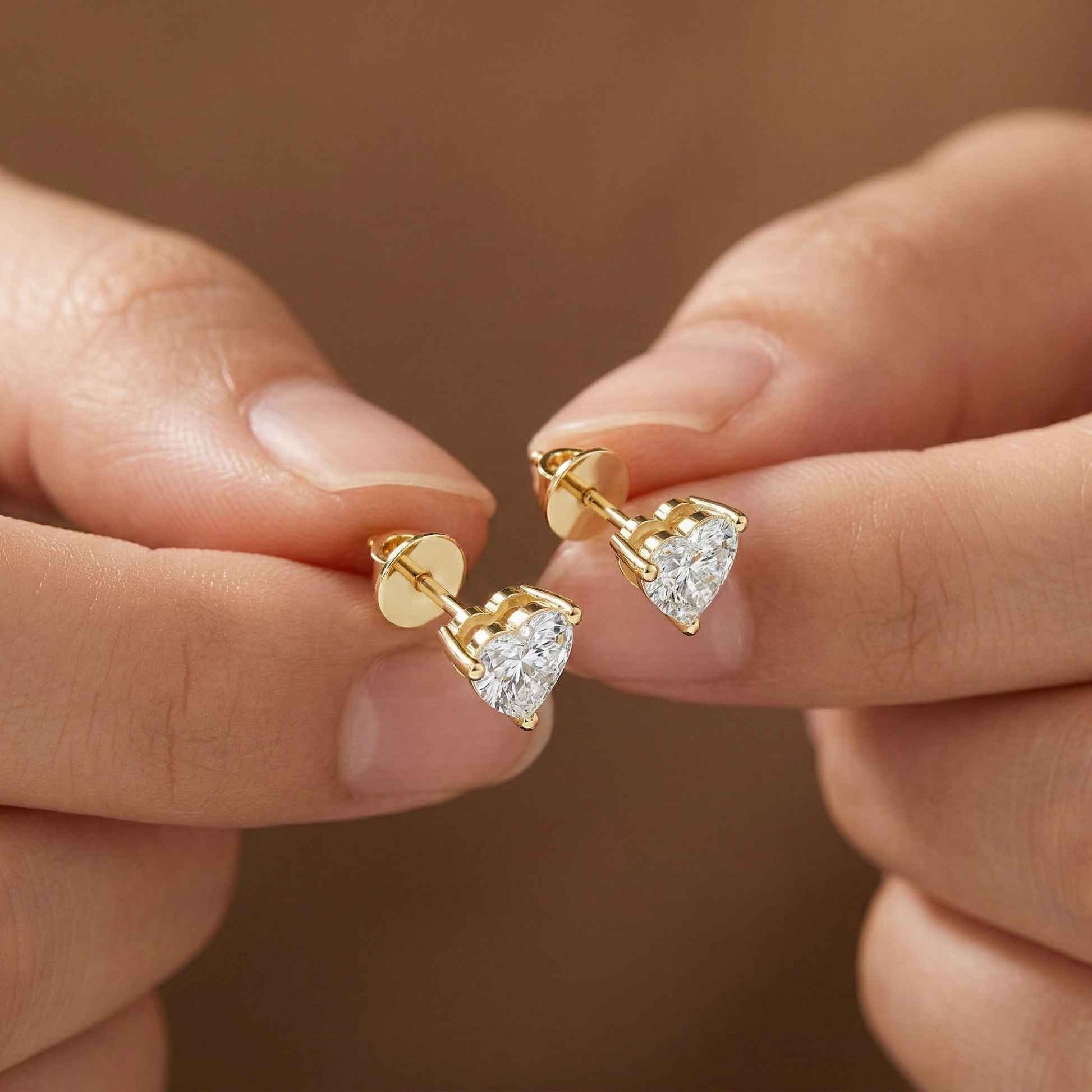 1.5Ct Moissanite Classic Heart Cut Solitaire Stud Earrings
