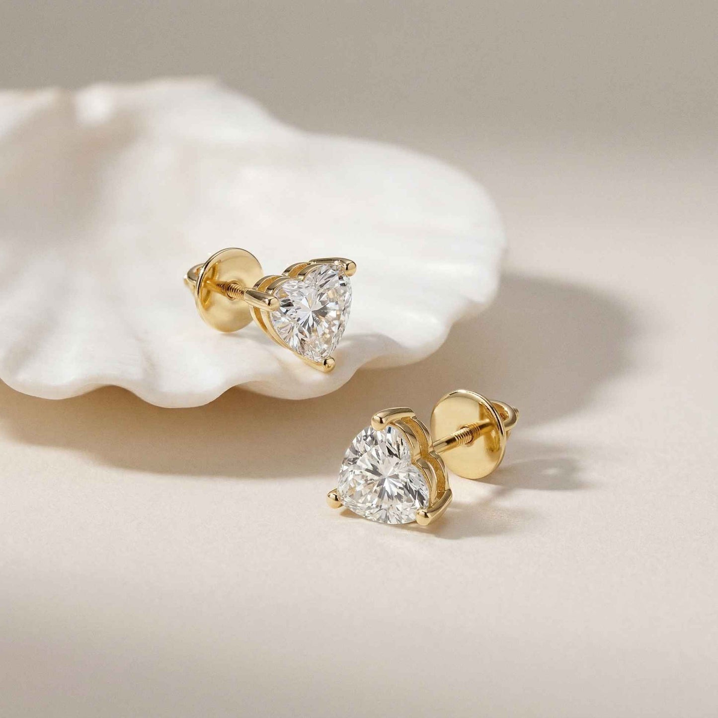 1.5Ct Moissanite Classic Heart Cut Solitaire Stud Earrings