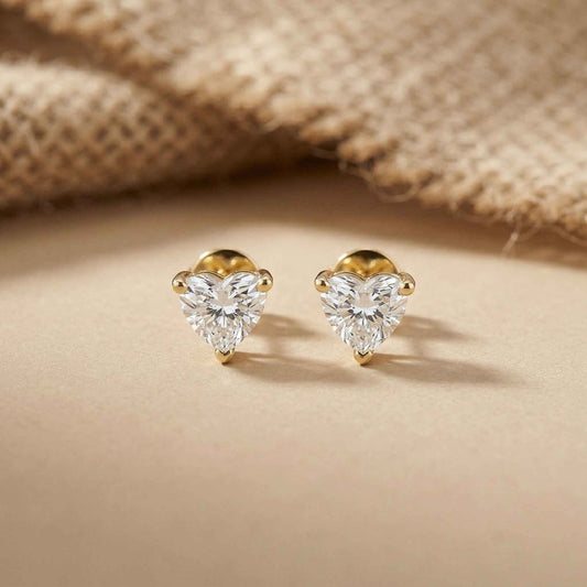 1.5Ct Moissanite Classic Heart Cut Solitaire Stud Earrings