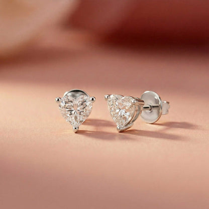 1.5Ct Moissanite Classic Heart Cut Solitaire Stud Earrings