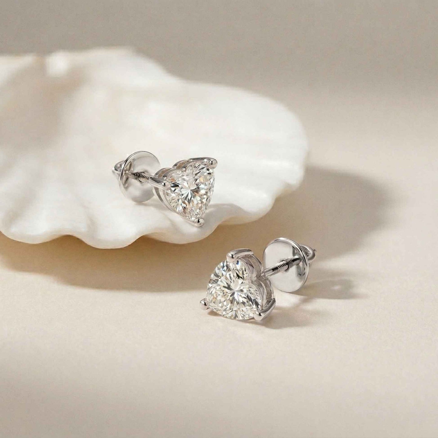 1.5Ct Moissanite Classic Heart Cut Solitaire Stud Earrings