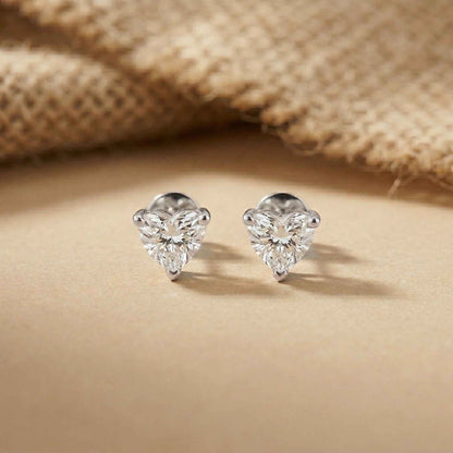 1.5Ct Moissanite Classic Heart Cut Solitaire Stud Earrings