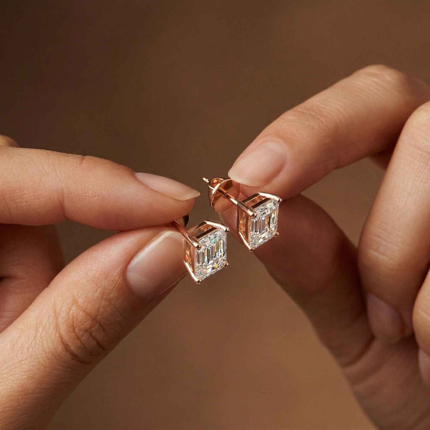 2.5Ct Moissanite Emerald Cut Solitaire Stud Earrings