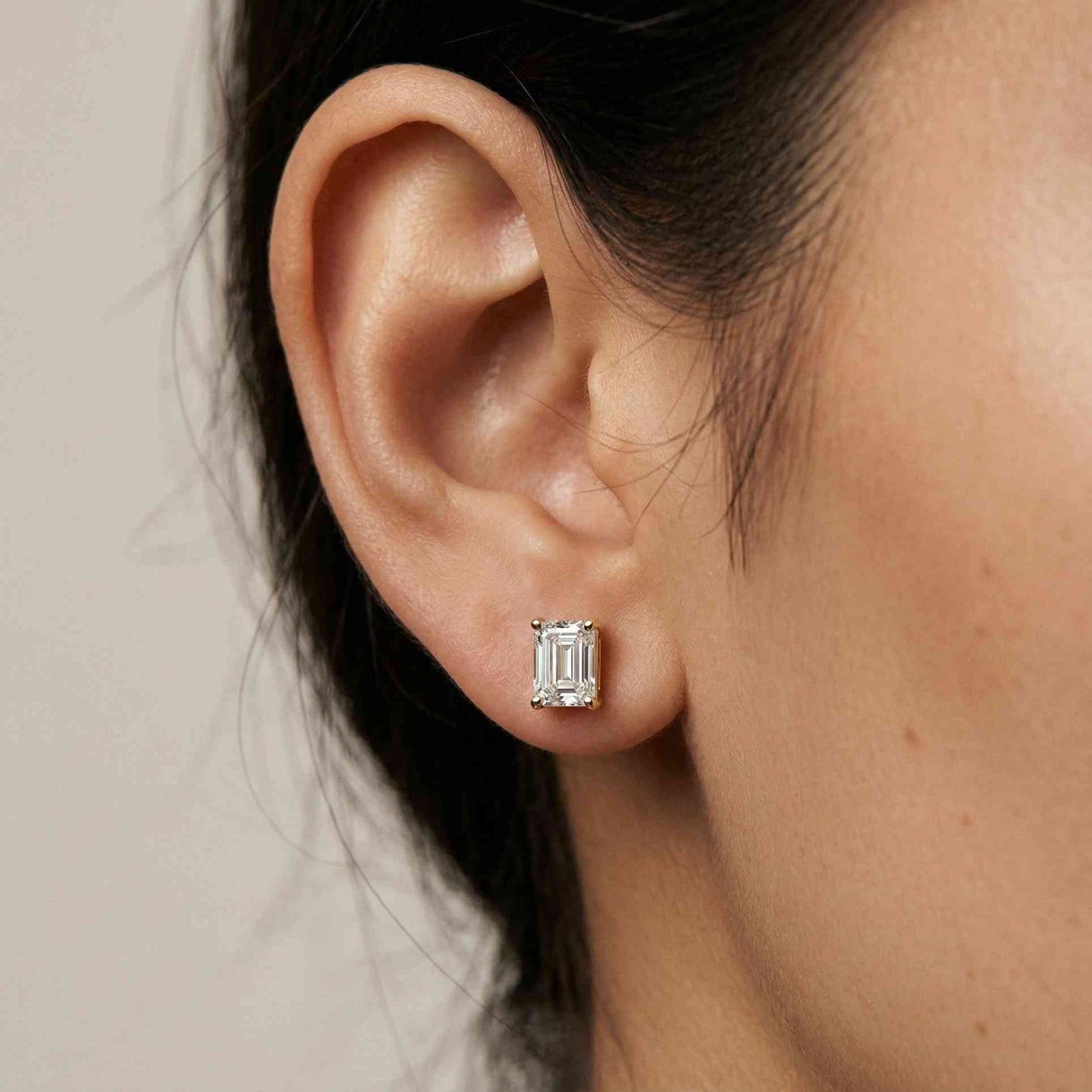 2.5Ct Moissanite Emerald Cut Solitaire Stud Earrings