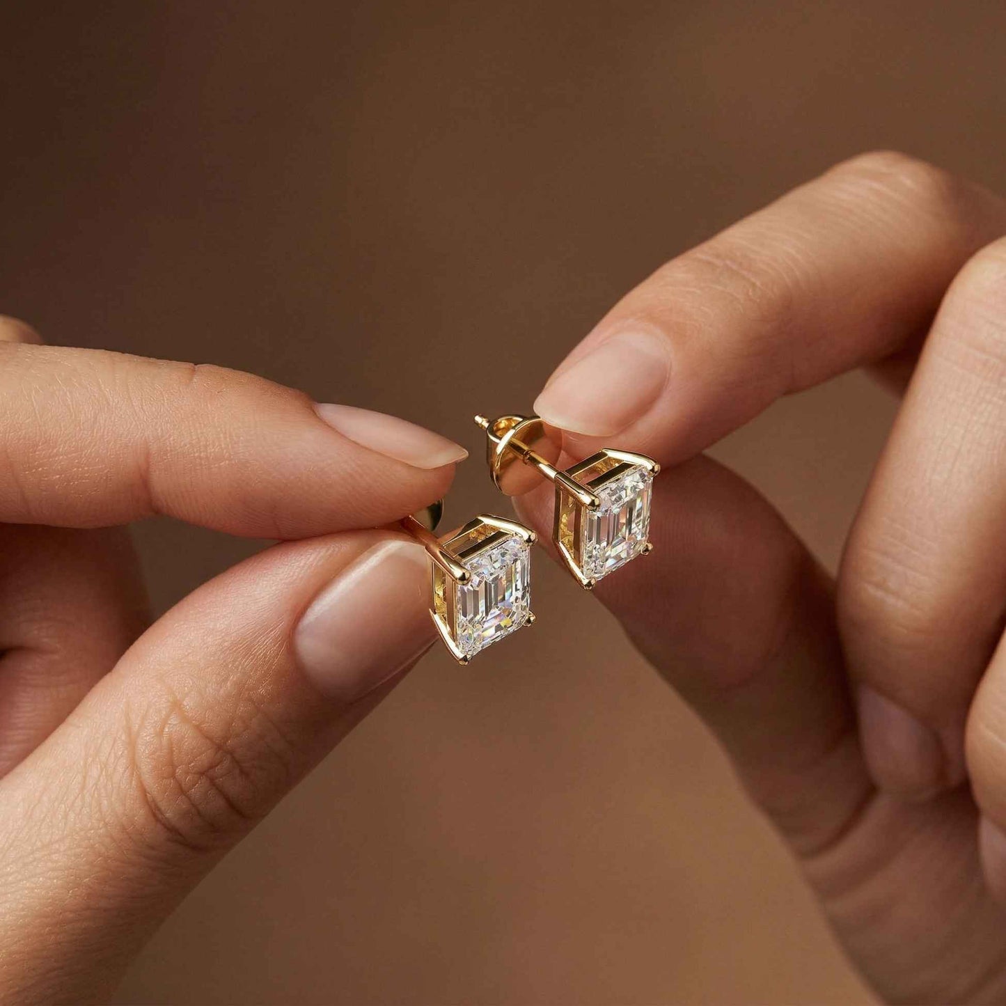 2.5Ct Moissanite Emerald Cut Solitaire Stud Earrings