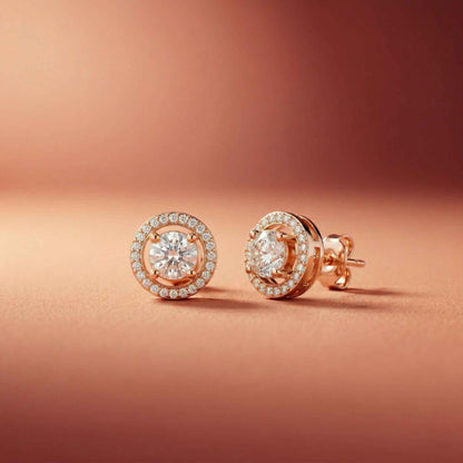2.52Ct Moissanite Classic Halo Stud Earrings