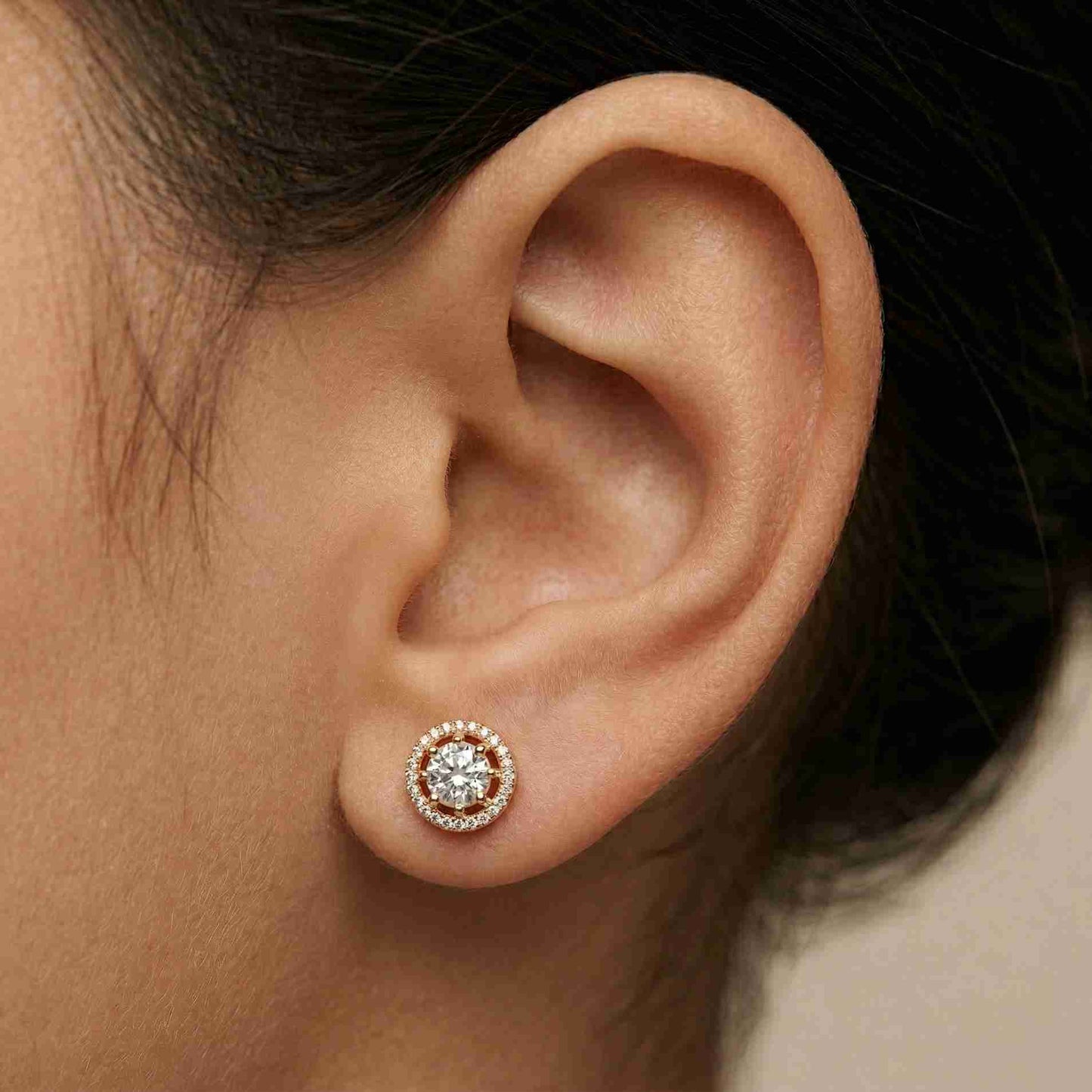 2.52Ct Moissanite Classic Halo Stud Earrings