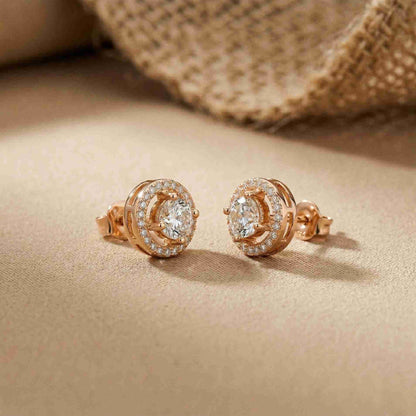 2.52Ct Moissanite Classic Halo Stud Earrings