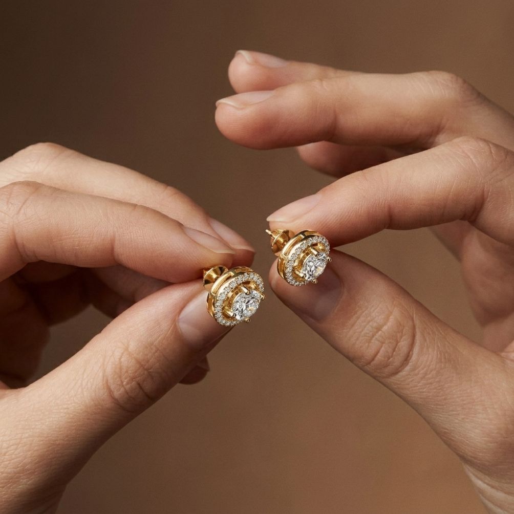2.52Ct Moissanite Classic Halo Stud Earrings