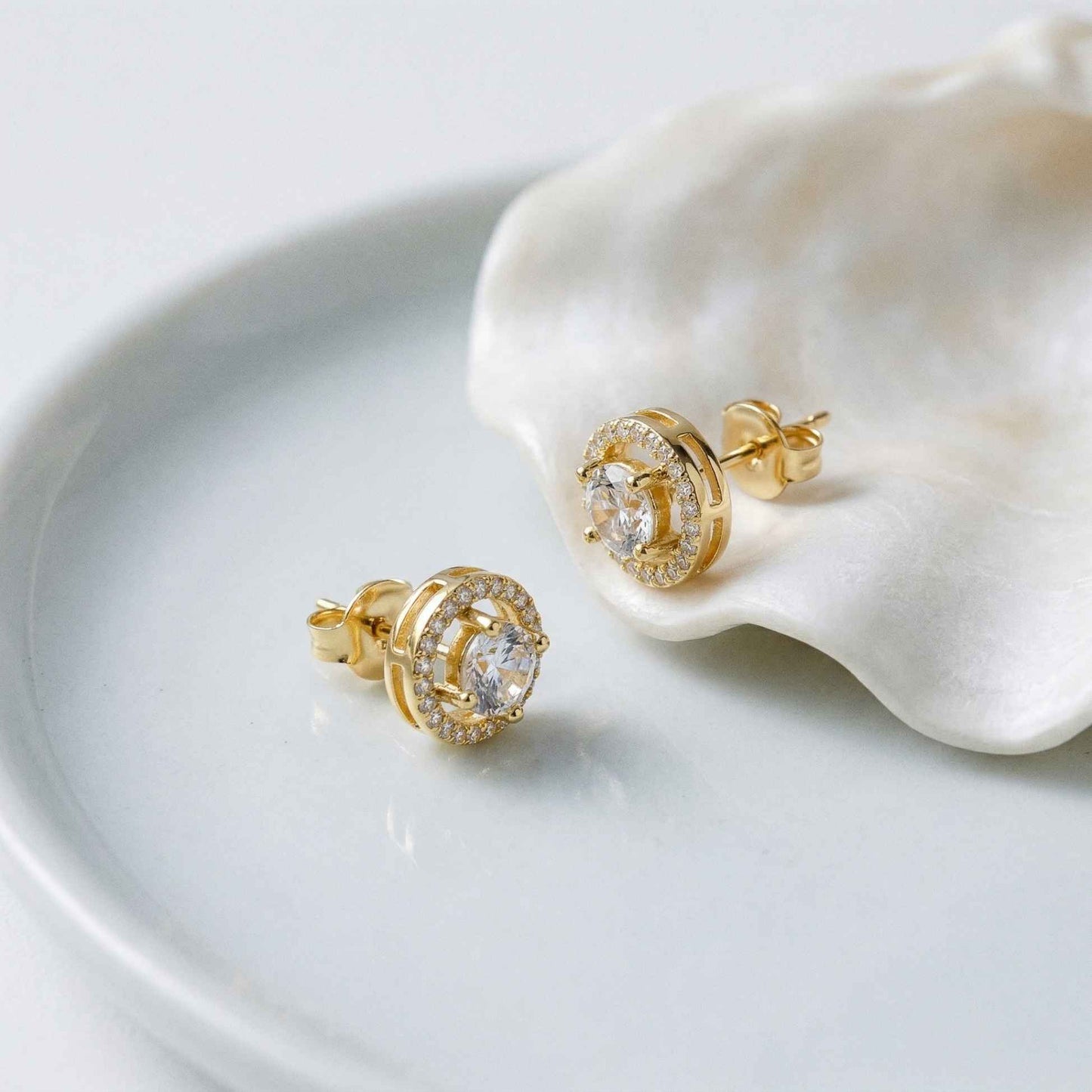 2.52Ct Moissanite Classic Halo Stud Earrings