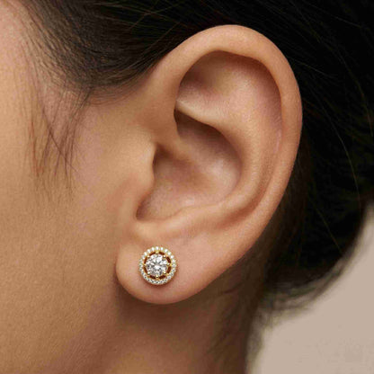 2.52Ct Moissanite Classic Halo Stud Earrings
