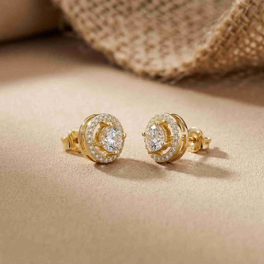 2.52Ct Moissanite Classic Halo Stud Earrings