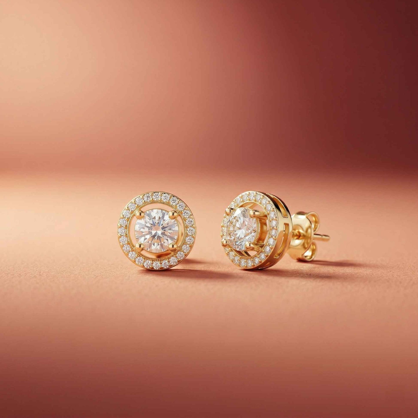 2.52Ct Moissanite Classic Halo Stud Earrings