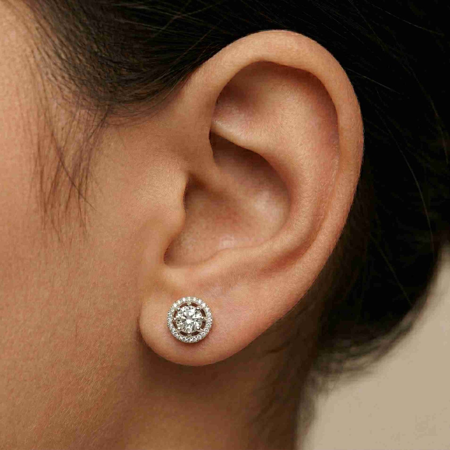 2.52Ct Moissanite Classic Halo Stud Earrings