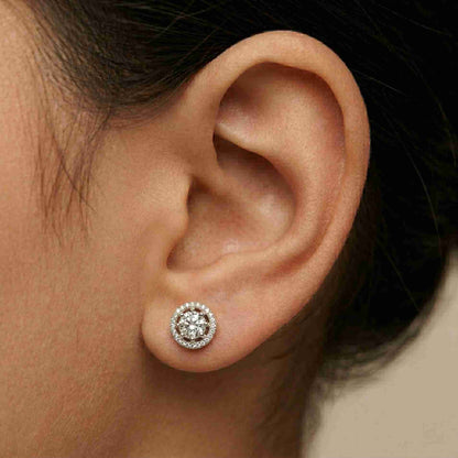 2.52Ct Moissanite Classic Halo Stud Earrings