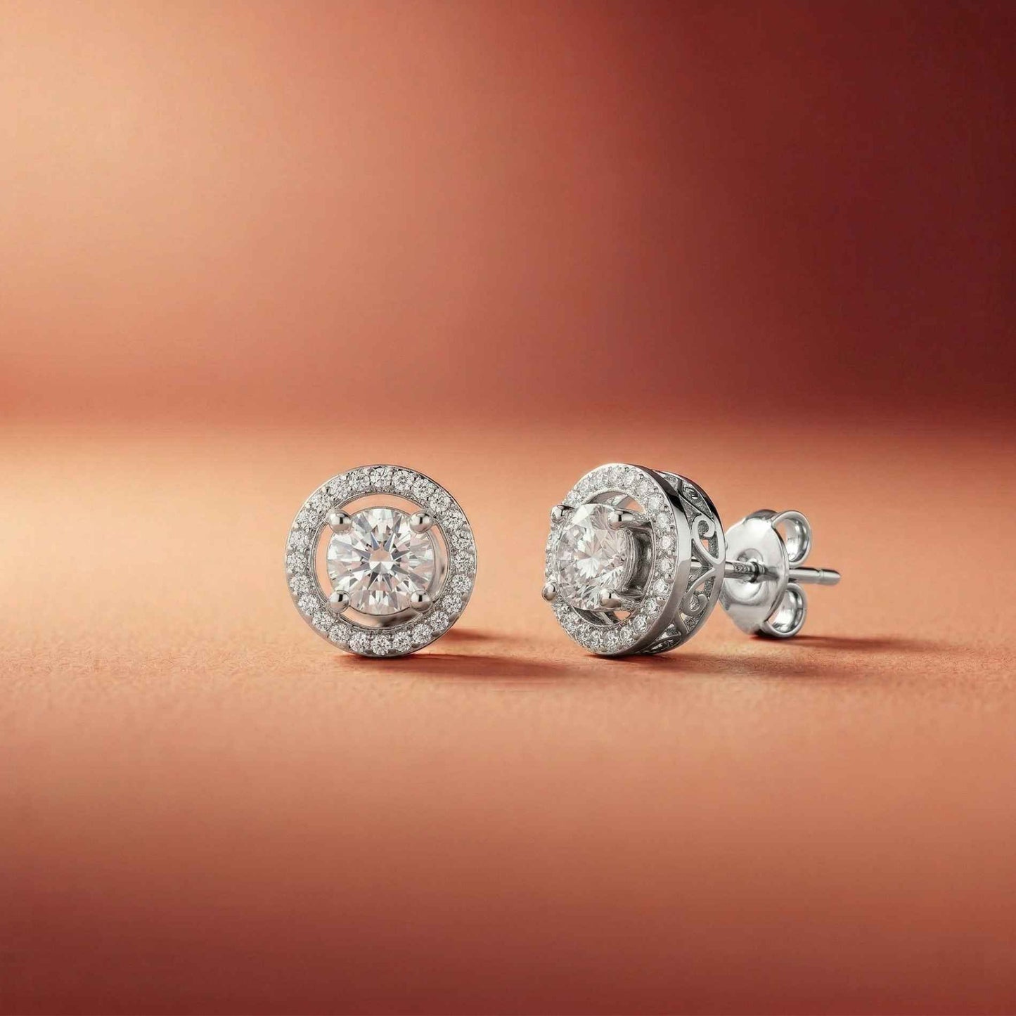 2.52Ct Moissanite Classic Halo Stud Earrings
