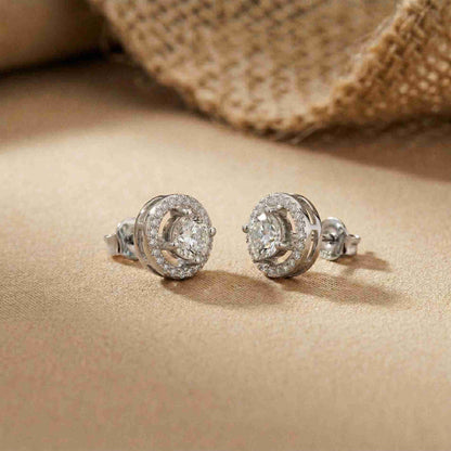 2.52Ct Moissanite Classic Halo Stud Earrings