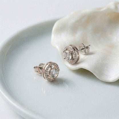 2.52Ct Moissanite Classic Halo Stud Earrings