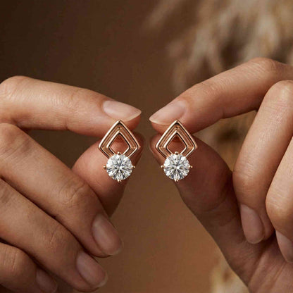 2.5Ct Moissanite Geometric Chevron Drop Stud Earrings
