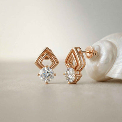 2.5Ct Moissanite Geometric Chevron Drop Stud Earrings