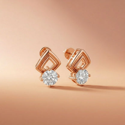 2.5Ct Moissanite Geometric Chevron Drop Stud Earrings