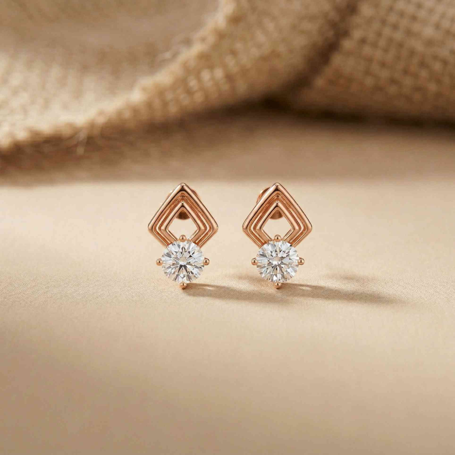 2.5Ct Moissanite Geometric Chevron Drop Stud Earrings