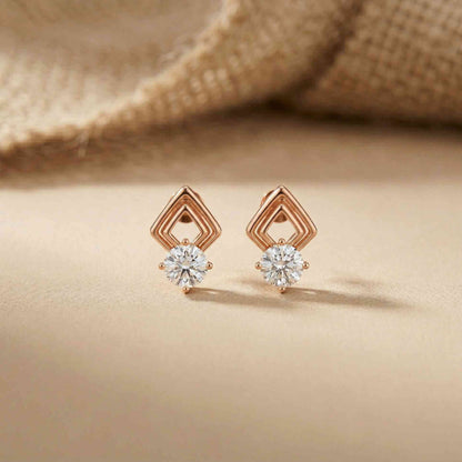 2.5Ct Moissanite Geometric Chevron Drop Stud Earrings