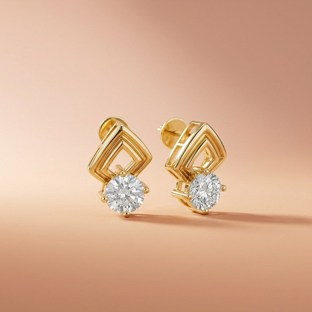 2.5Ct Moissanite Geometric Chevron Drop Stud Earrings
