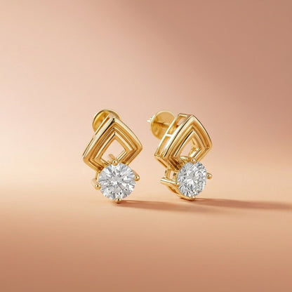 2.5Ct Moissanite Geometric Chevron Drop Stud Earrings