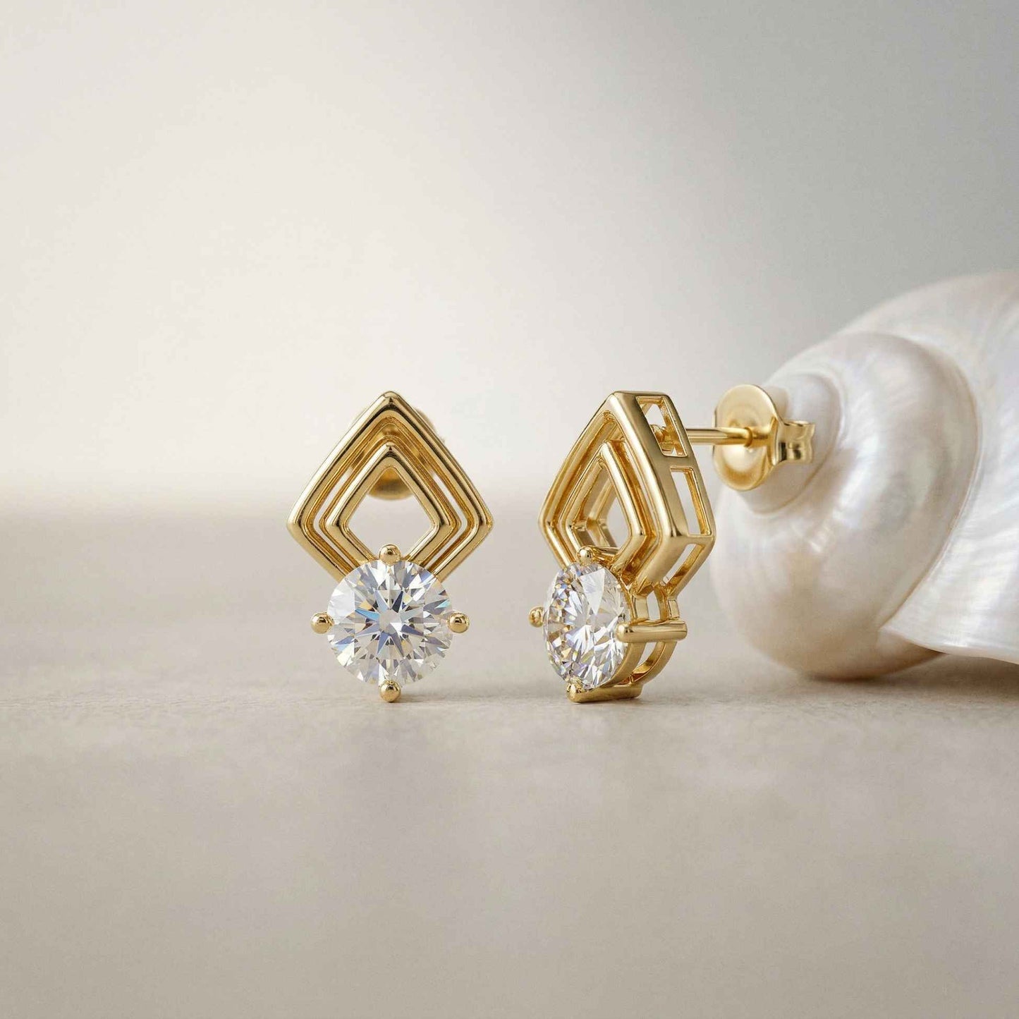 2.5Ct Moissanite Geometric Chevron Drop Stud Earrings