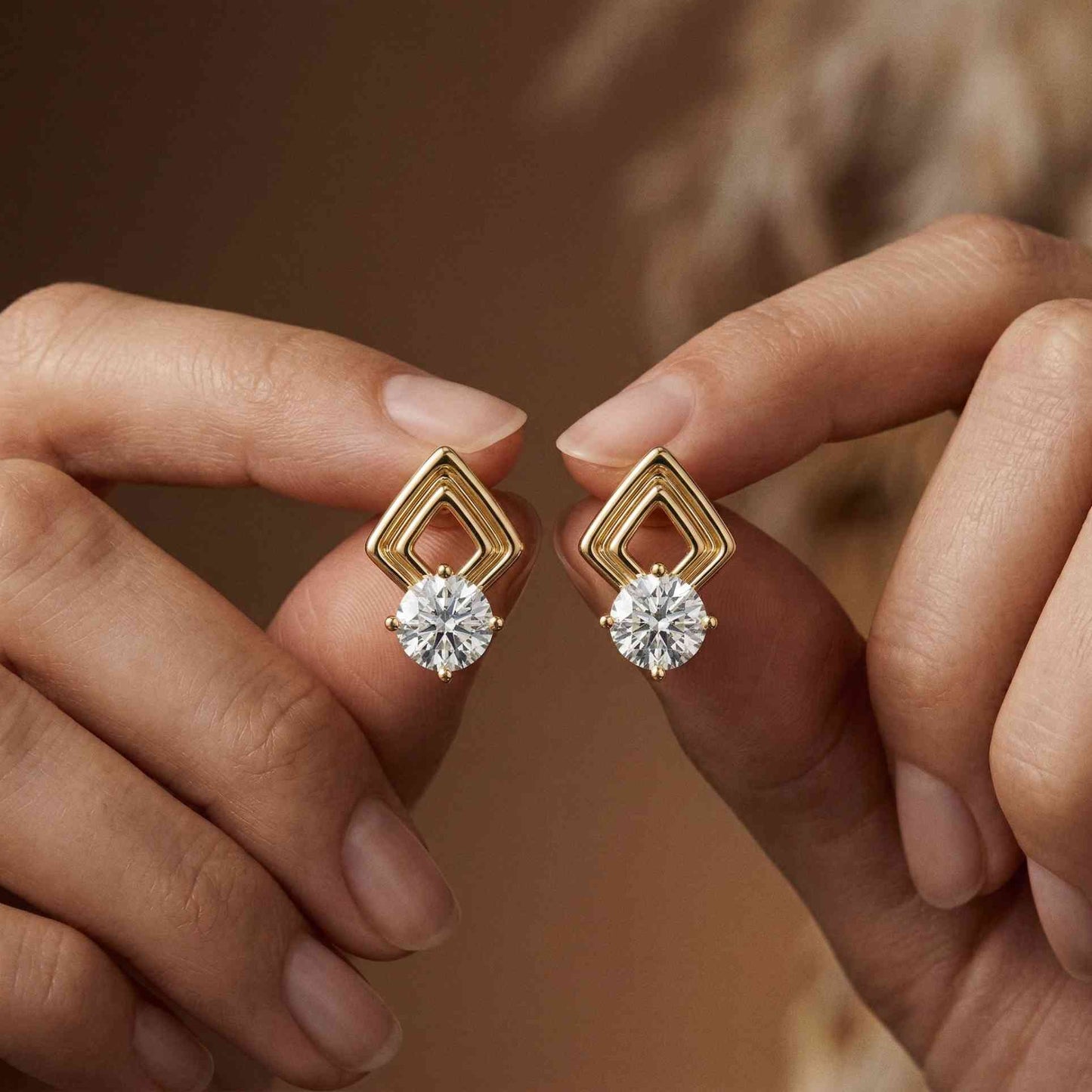 2.5Ct Moissanite Geometric Chevron Drop Stud Earrings