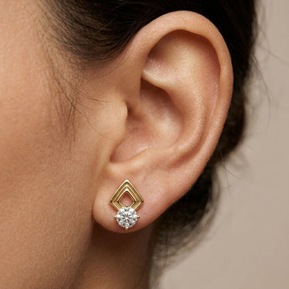 2.5Ct Moissanite Geometric Chevron Drop Stud Earrings
