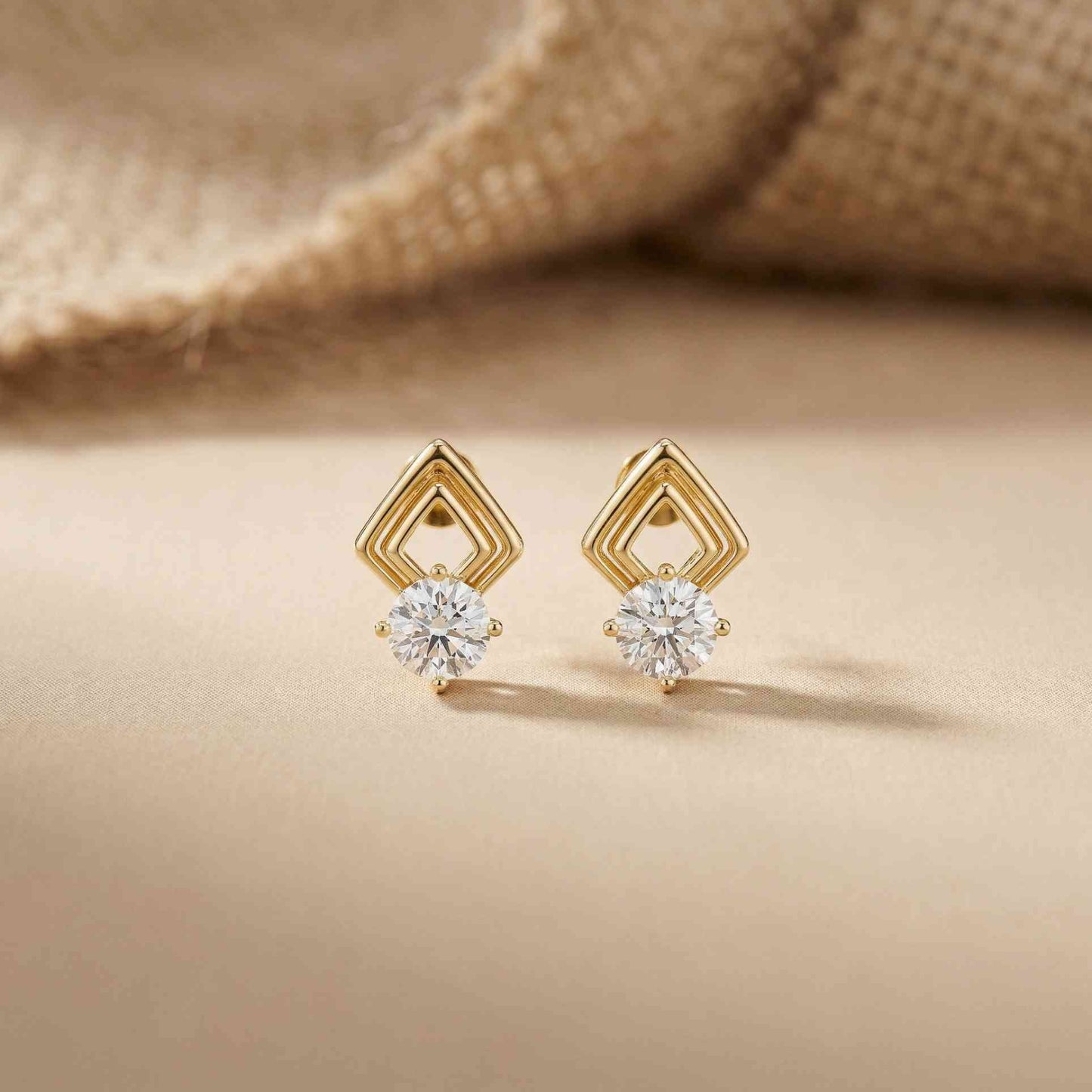 2.5Ct Moissanite Geometric Chevron Drop Stud Earrings