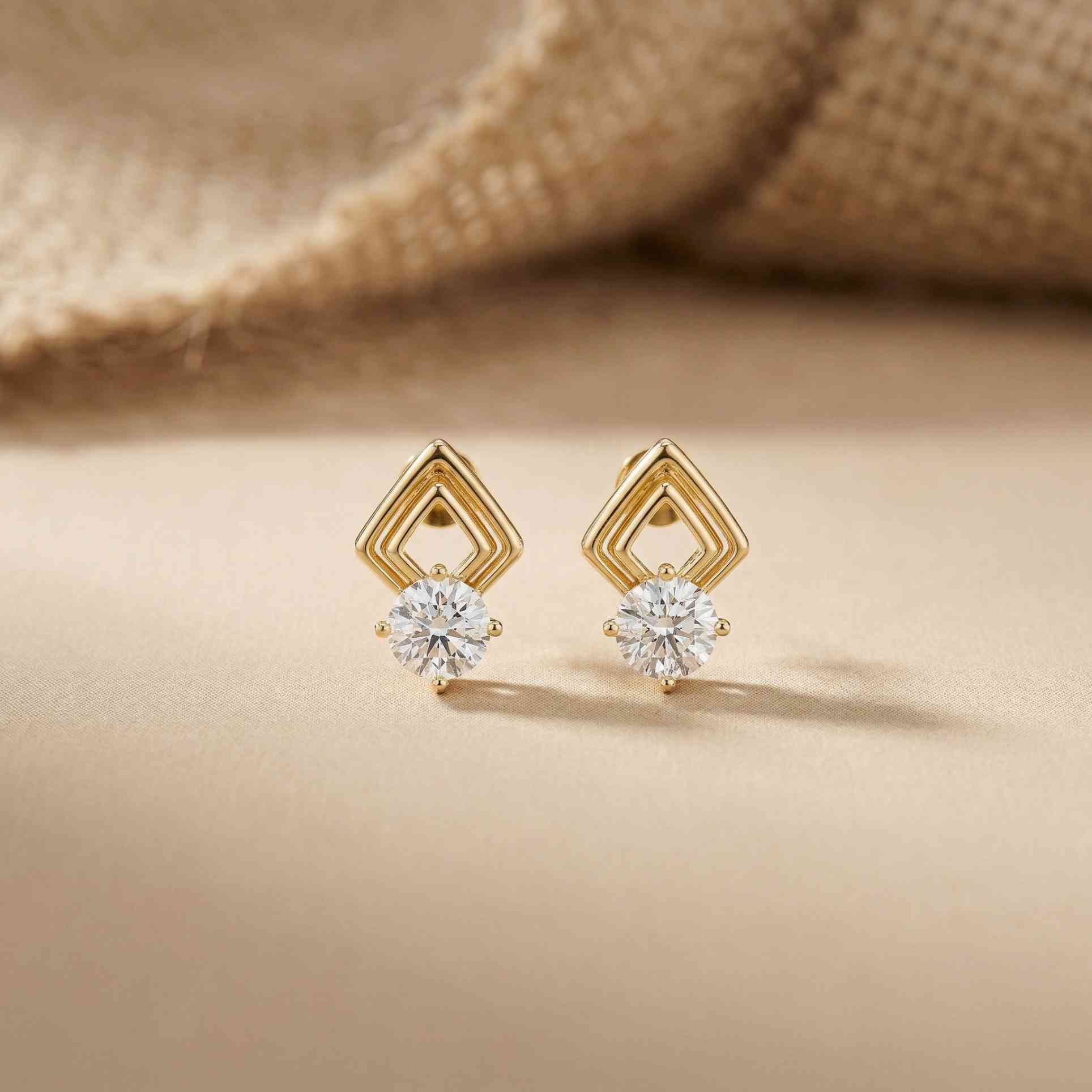 2.5Ct Moissanite Geometric Chevron Drop Stud Earrings