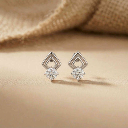 2.5Ct Moissanite Geometric Chevron Drop Stud Earrings