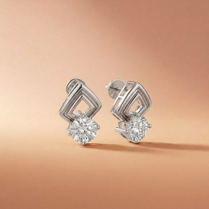 2.5Ct Moissanite Geometric Chevron Drop Stud Earrings