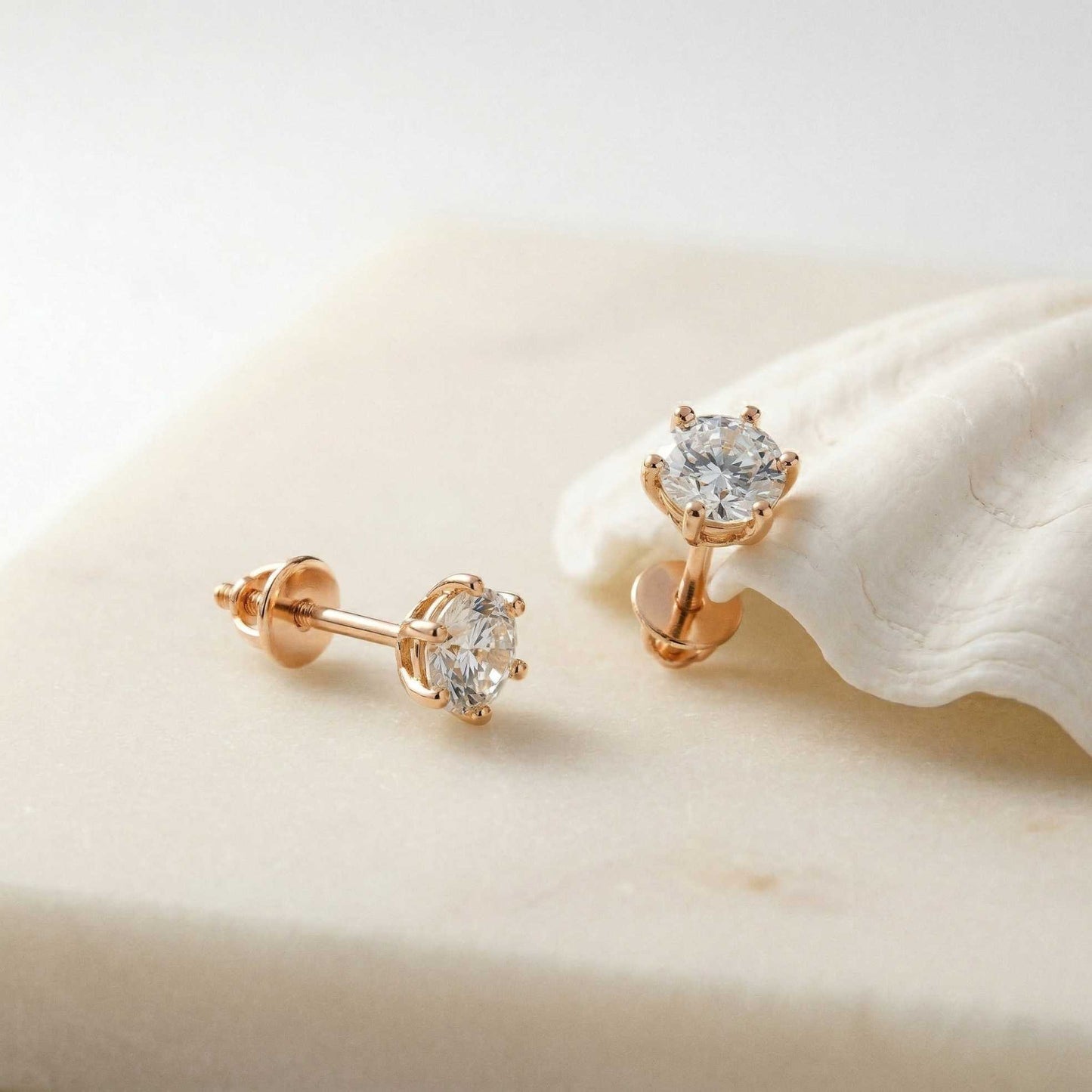 1.22Ct Moissanite Classic Six Prong Stud Earrings