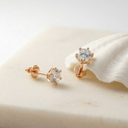 1.22Ct Moissanite Classic Six Prong Stud Earrings