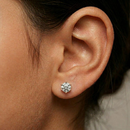 1.22Ct Moissanite Classic Six Prong Stud Earrings