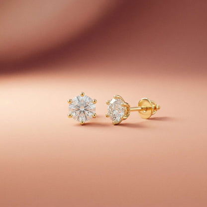 1.22Ct Moissanite Classic Six Prong Stud Earrings