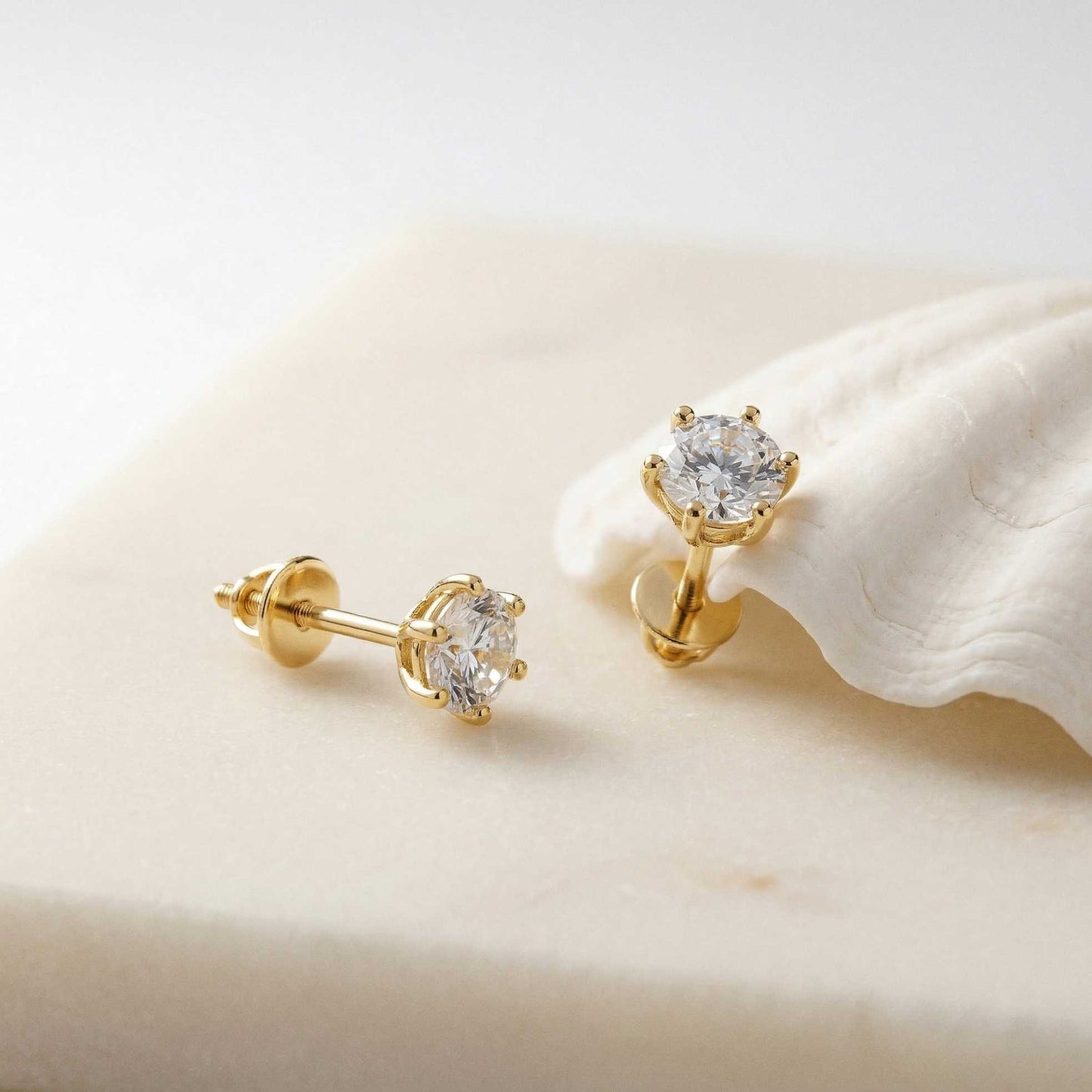1.22Ct Moissanite Classic Six Prong Stud Earrings