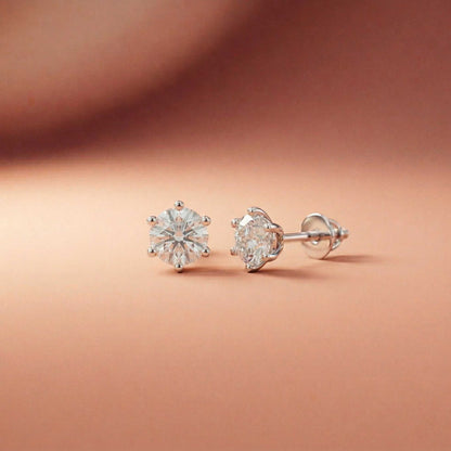 1.22Ct Moissanite Classic Six Prong Stud Earrings