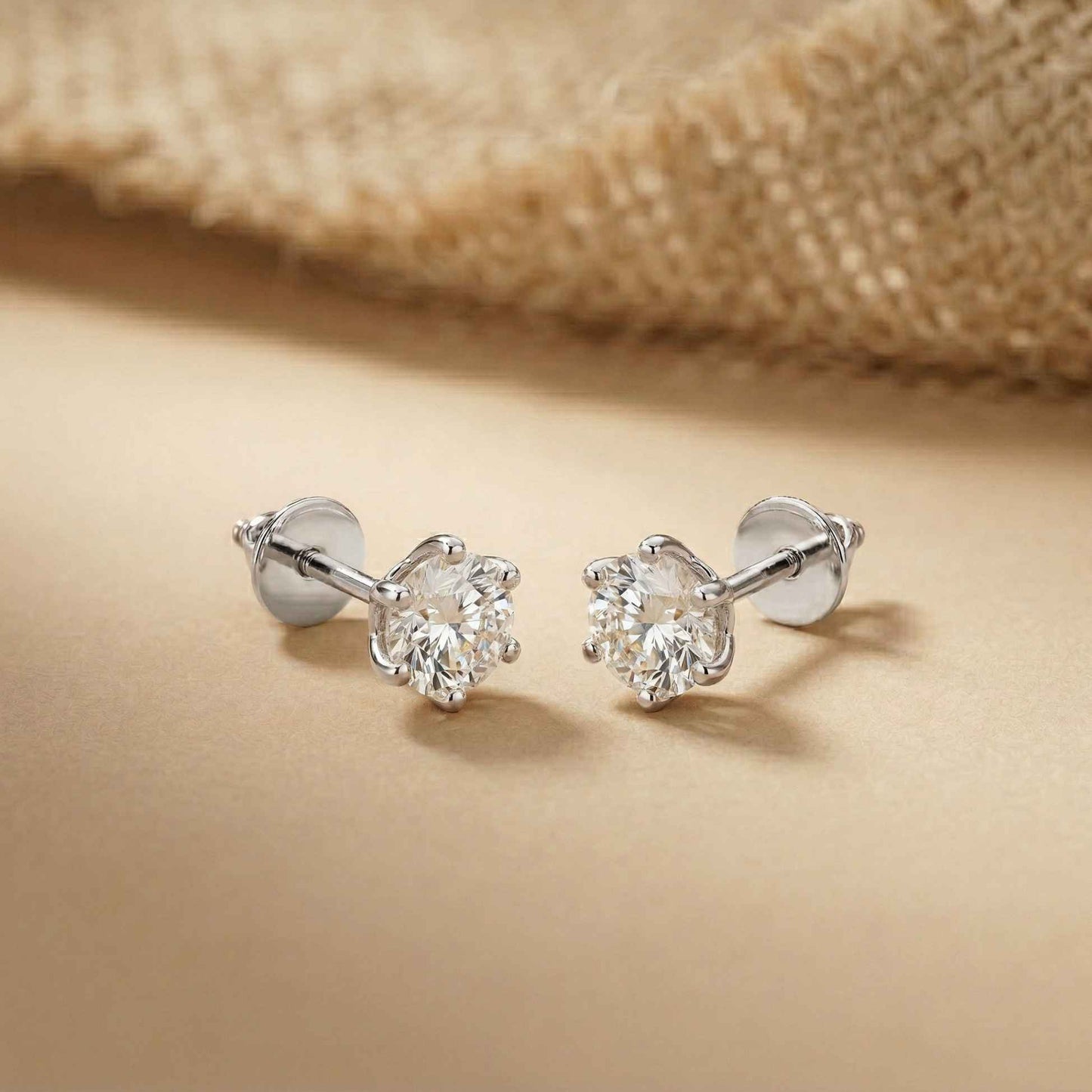 1.22Ct Moissanite Classic Six Prong Stud Earrings
