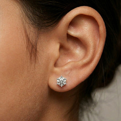 1.22Ct Moissanite Classic Six Prong Stud Earrings