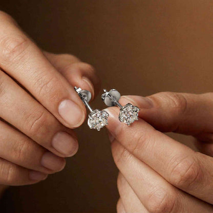 1.22Ct Moissanite Classic Six Prong Stud Earrings