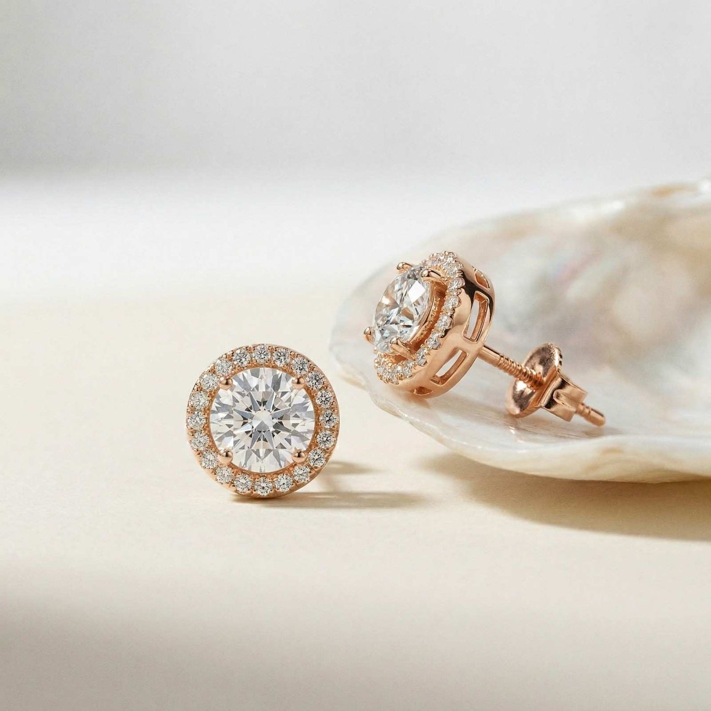 2.90Ct Moissanite Classic Round Halo Stud Earrings